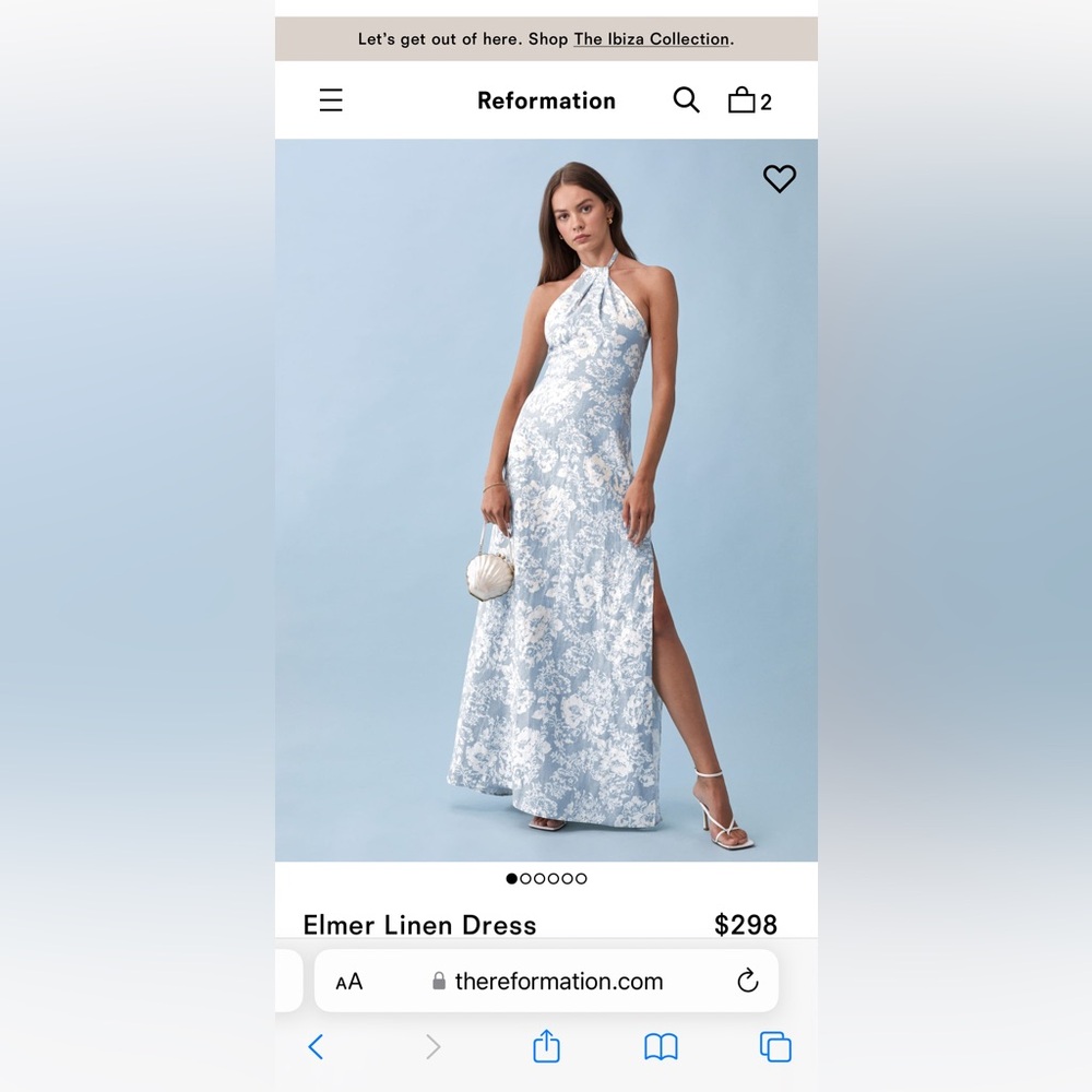 Reformation Elmer Linen Dress| Porcelain